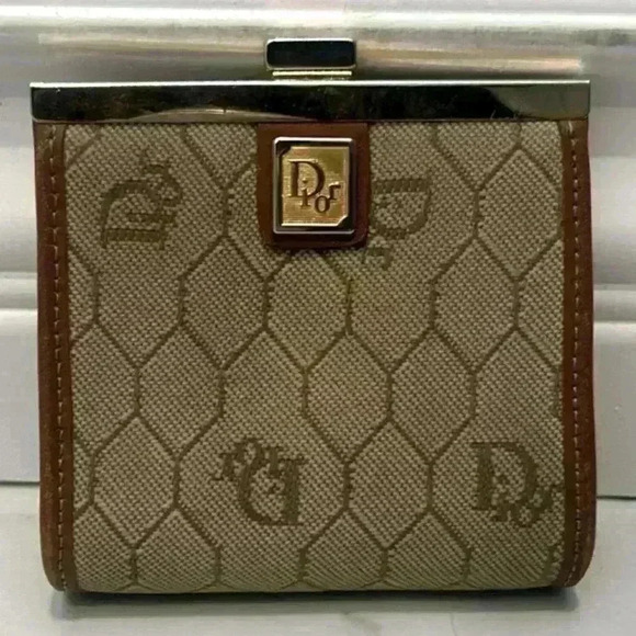 Rare Christian Dior Vintage Honeycomb Kiss Lock Coin Pouch EUC - Picture 1 of 5